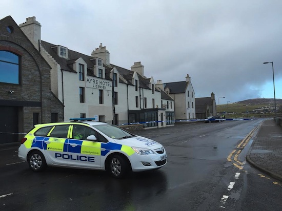 Police sealed off Ayre Road this morning, Sunday.