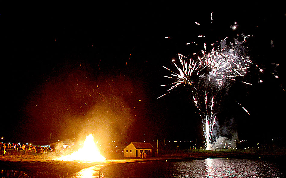 The bonfire and fireworks under way at the Peedie Sea, Kirkwall, last year. (www.theorcadianphotos.co.uk)