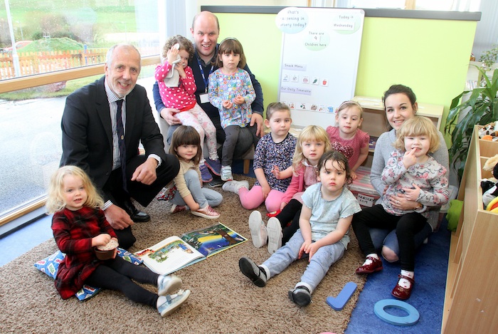 Today is the first day at the new Evie Primary School. Councillor Harvey Johnston is pictured visiting the school this morning. 