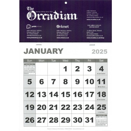 2025 Orcadian Bold Figure Calendar