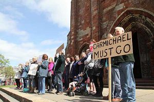 Protestors call for MP’s resignation as SNP urges investigation by parliamentary standards commissioner