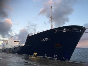Stricken cargo ship alongside Hatston Pier