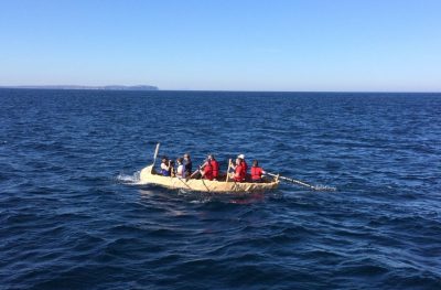 Replica prehistoric boat crosses Pentland Firth
