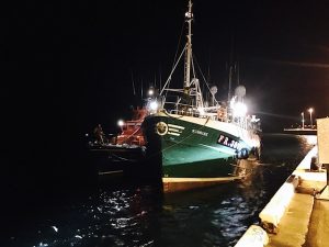 Lifeboat arrives with stricken fishing vessel after 17 hour operation