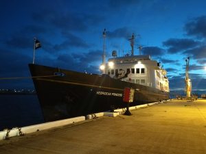 Lifeboat attends to cruise ship passenger