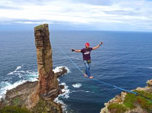 Conquering the Old Man of Hoy — by tightrope