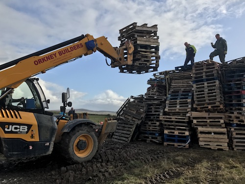 Bonfire rebuilding underway in Stromness