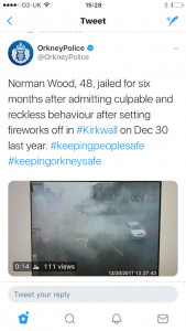 Man jailed following fireworks incident