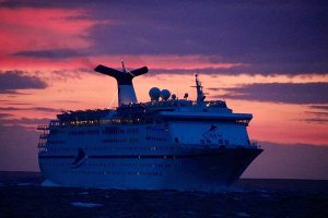 Orkney sunrise welcomes the first cruise ship of the year
