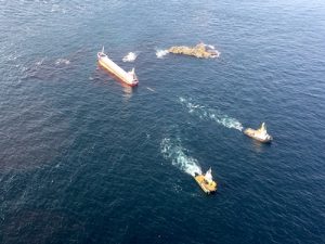 MV Priscilla at anchor in Scapa Flow as inspections take place