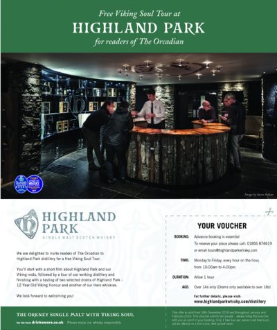 Free Highland Park tour for The Orcadian readers