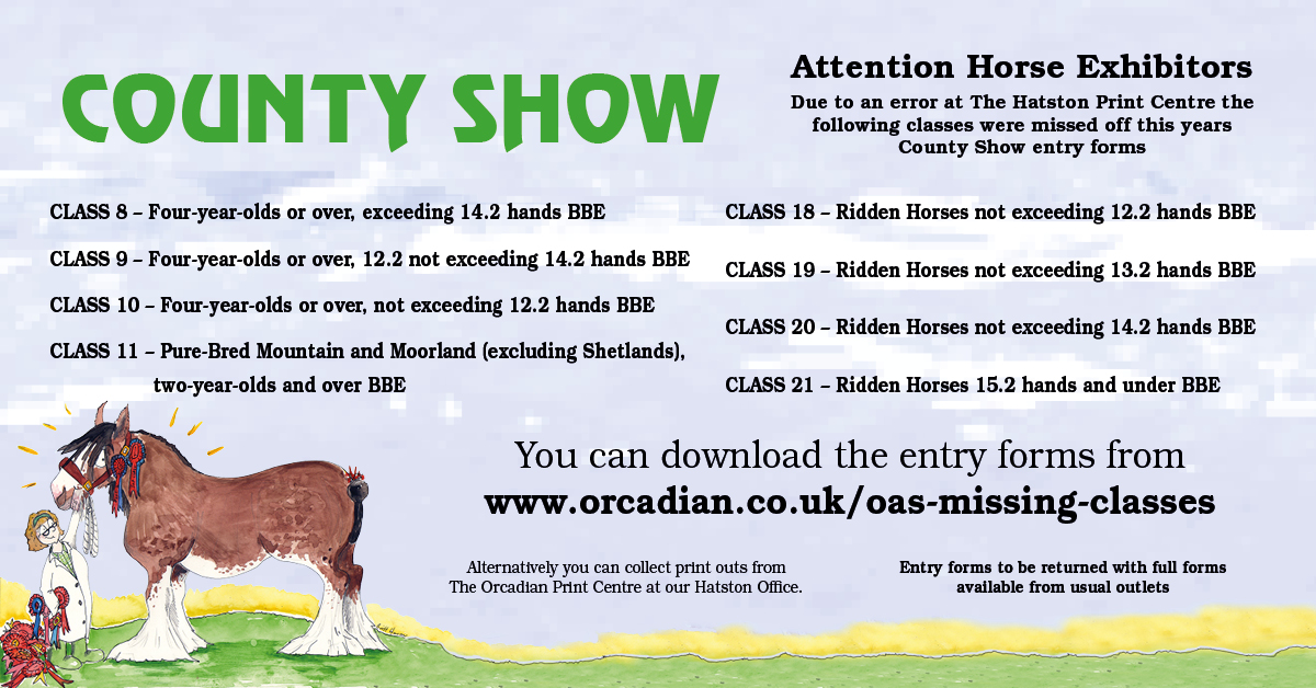 Orkney Agricultural Society – Missing Classes Form