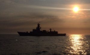 Scapa Flow salute from warship