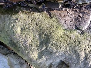 Decorated rock discovered at the Bay of Skaill