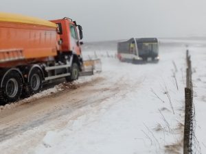 Bus blocks part of Orphir road