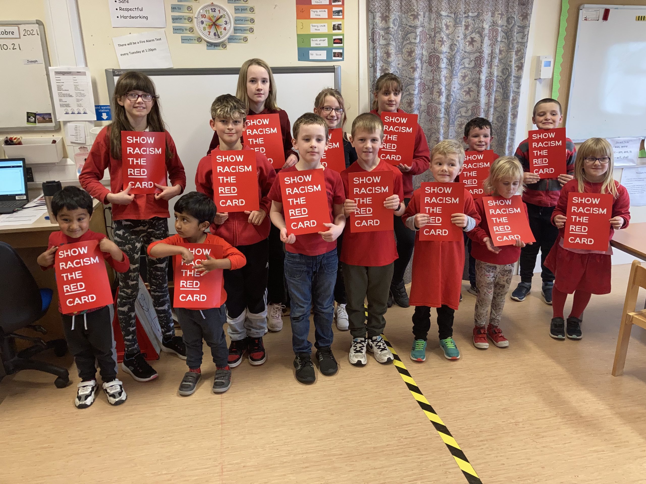Shapinsay bairns show racism the red card