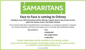 Samaritans – Face to Face is coming to Orkney