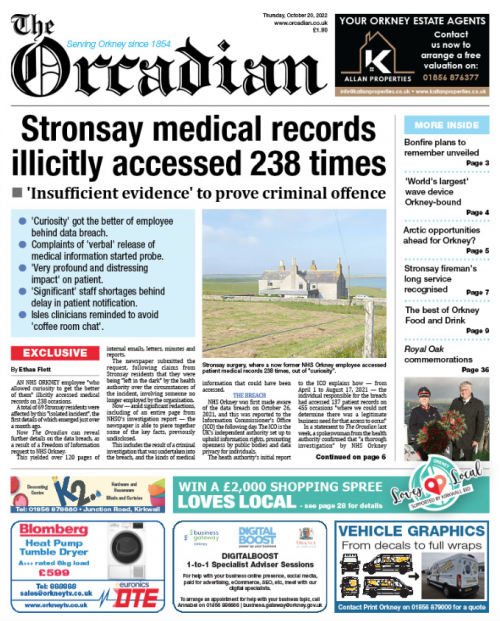 Inside this week’s The Orcadian