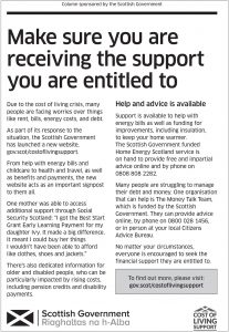 Scottish Government – Make Sure You Are Receiving the Support You Are Entitled To