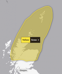 Yellow weather warning issued for snow