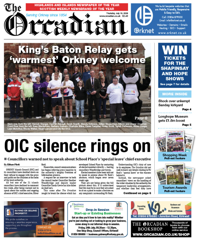 OIC silence rings on in this week’s The Orcadian