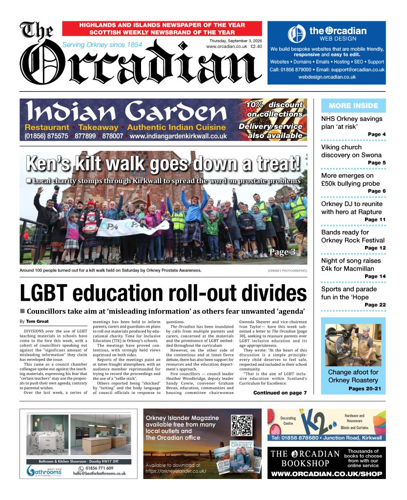 LGBT education roll-out divides in this week’s The Orcadian
