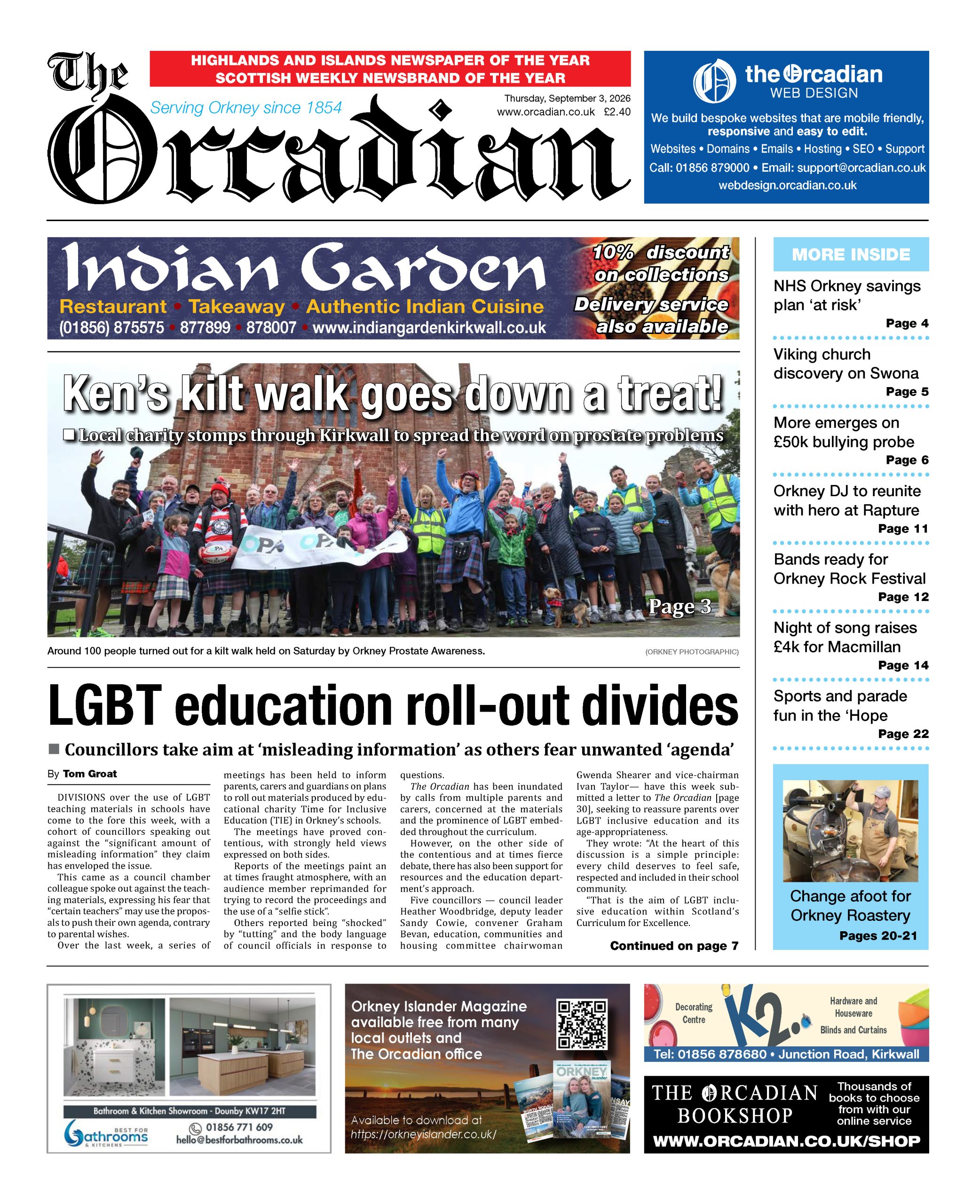 LGBT education roll-out divides in this week’s The Orcadian