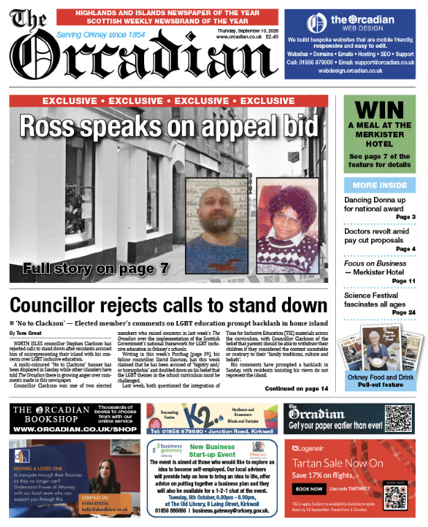 Michael Ross speaks on new appeal bid in this week’s The Orcadian