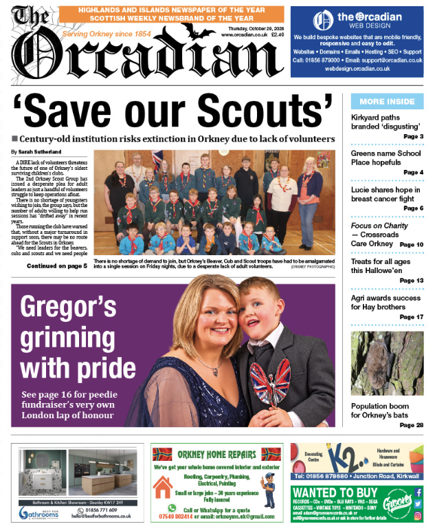 ‘Save our scouts’ appeal in this week’s The Orcadian